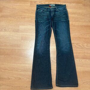 Bukle BKE Jeans Sabrina Boot Cut 26x33.5 Stretch Dark Wash Flap Pocket Denim